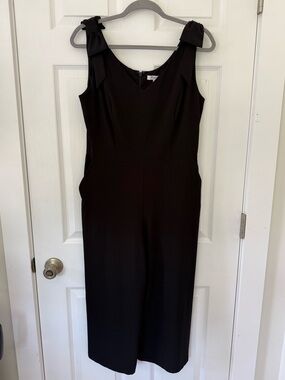White House Black Market Sleeveless Black Jumpsuit with Wide Cropped Leg